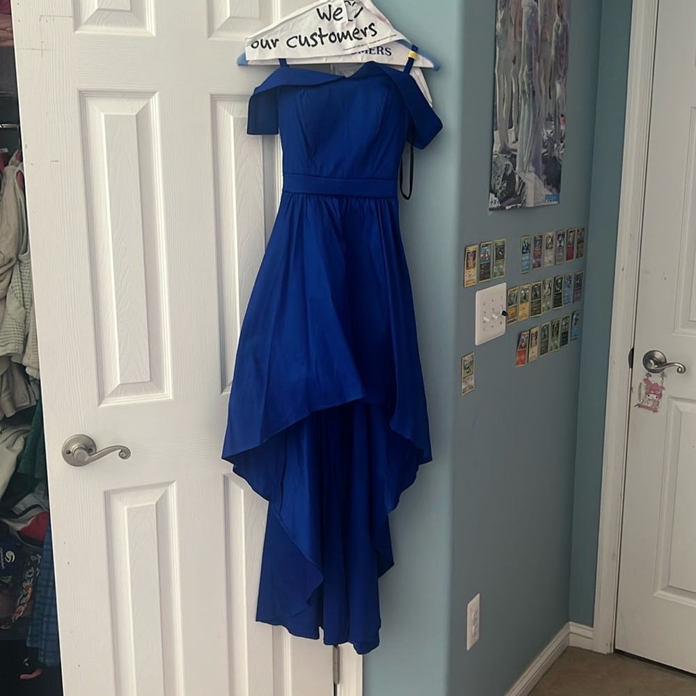 Sapphire Blue High-Low Evening Gown